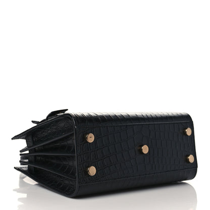 Saint Laurent Calfskin Crocodile Embossed Nano Sac De Jour Black 3 of 9
