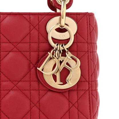 Christian Dior Lambskin Cannage Mini Lady Dior Burgundy 8 of 15