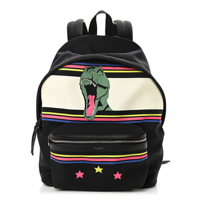 Saint Laurent Nylon Twill Dinosaur Print City Backpack Black Multicolor 1 of 10