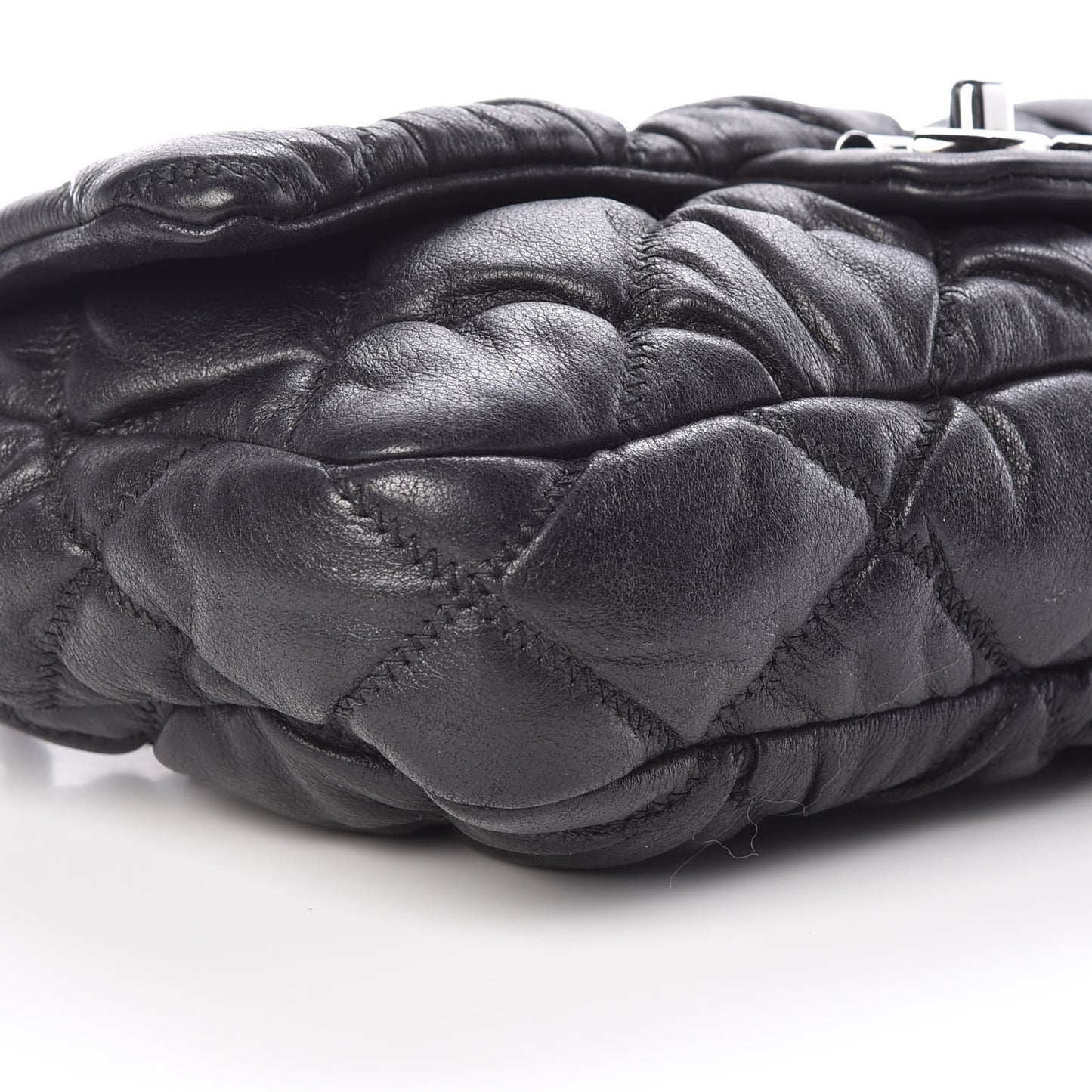 Calfskin Small Bubble Quilt Flap Bag Black