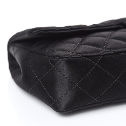 Chanel Satin Quilted Jeweled East West Flap Black 8 of 9