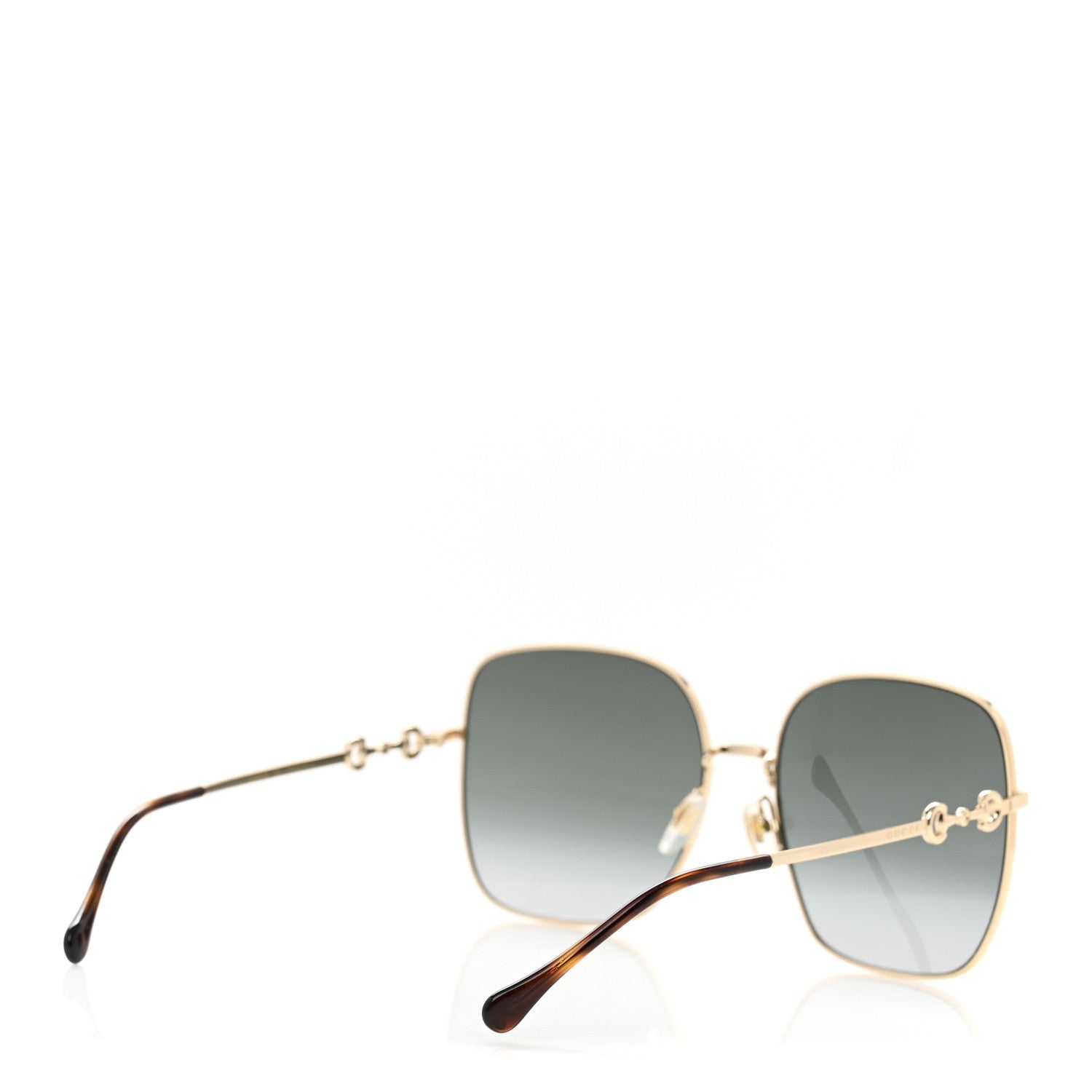 Gucci Metal Horsebit Square Frame Sunglasses GG0879S Gold 4 of 9