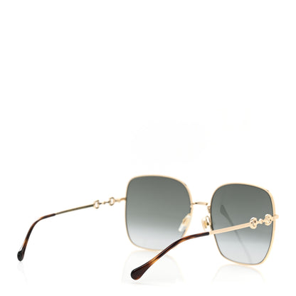 Gucci Metal Horsebit Square Frame Sunglasses GG0879S Gold 4 of 9