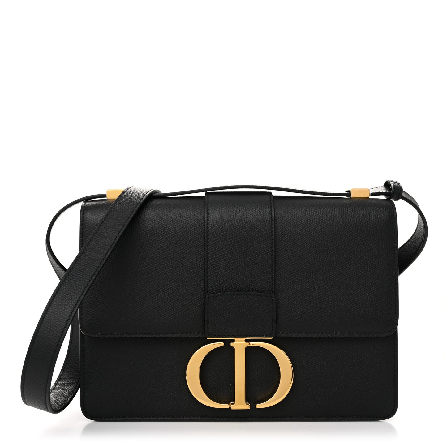 Grained Calfskin 30 Montaigne Flap Bag Black