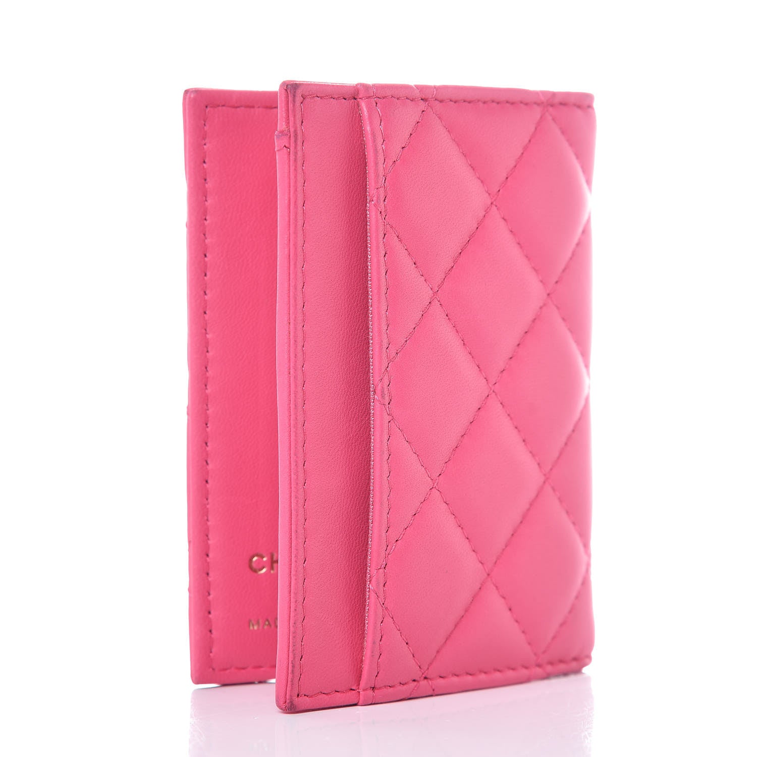 Chanel Lambskin Quilted Card Holder Wallet Fuchsia 3 of 10