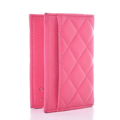 Chanel Lambskin Quilted Card Holder Wallet Fuchsia 3 of 10
