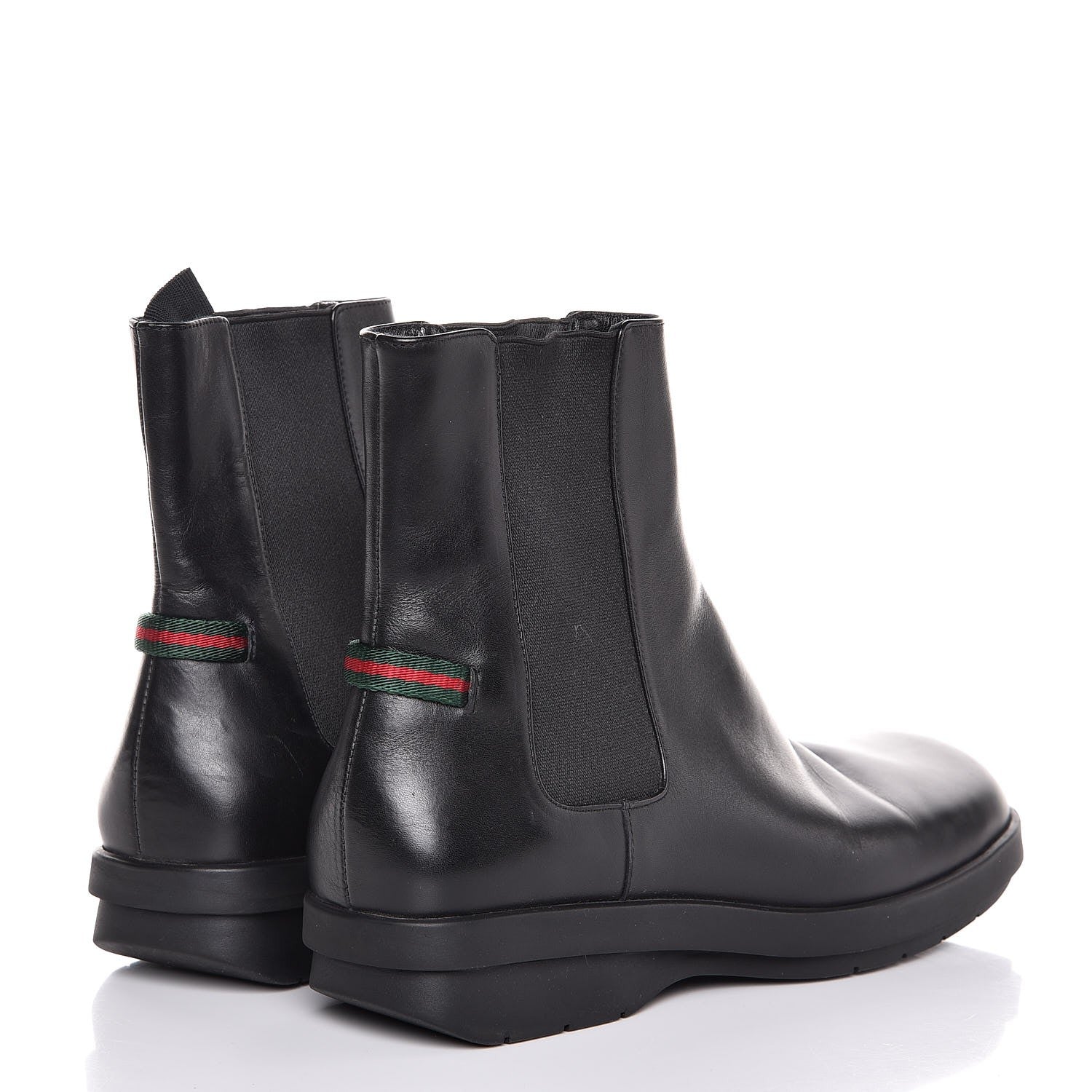 Gucci Mens Calfskin Web Ankle Boots 8.5 Black 4 of 11