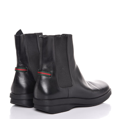 Gucci Mens Calfskin Web Ankle Boots 8.5 Black 4 of 11
