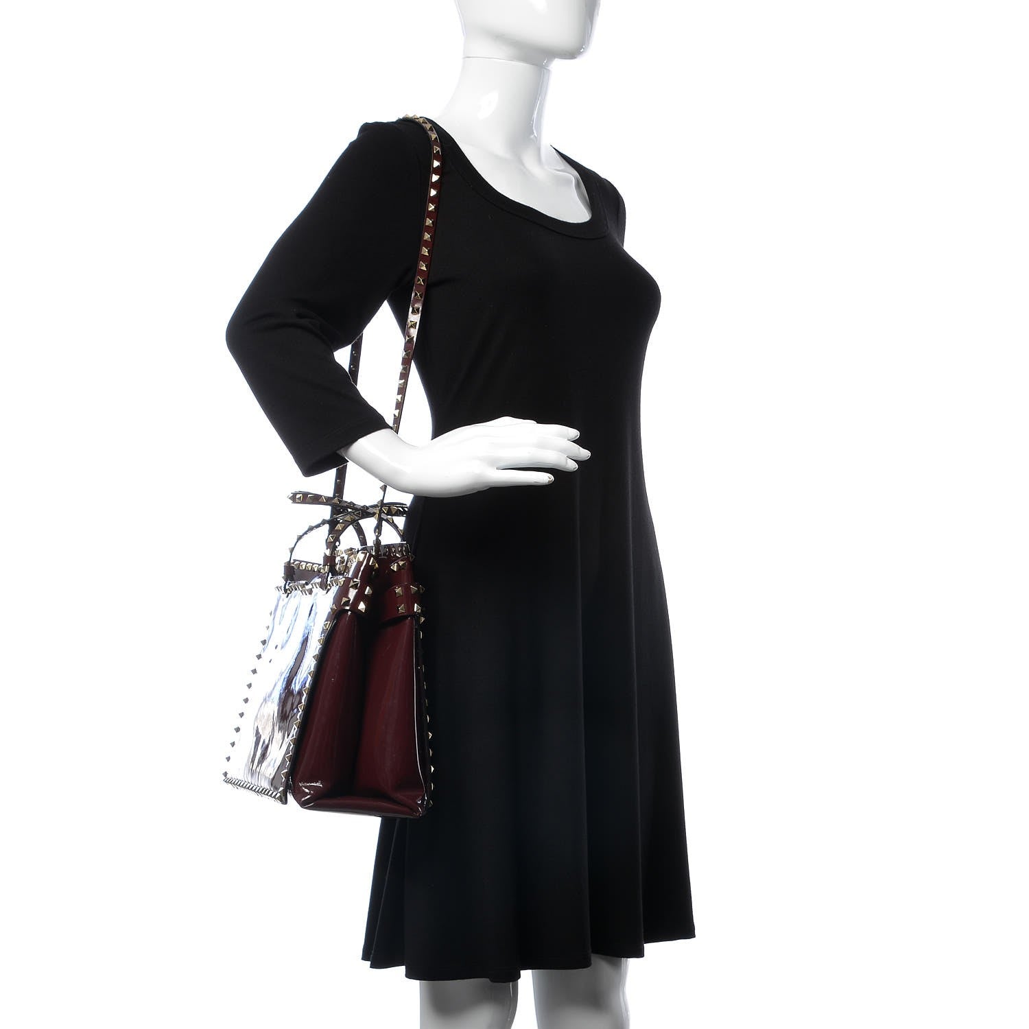 Valentino Garavani Patent Rockstud Flip Lock Tote Rubin 2 of 11