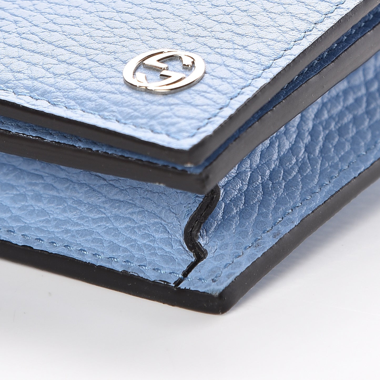 Dollar Calfskin Medium Betty Chain Wallet Mineral Blue