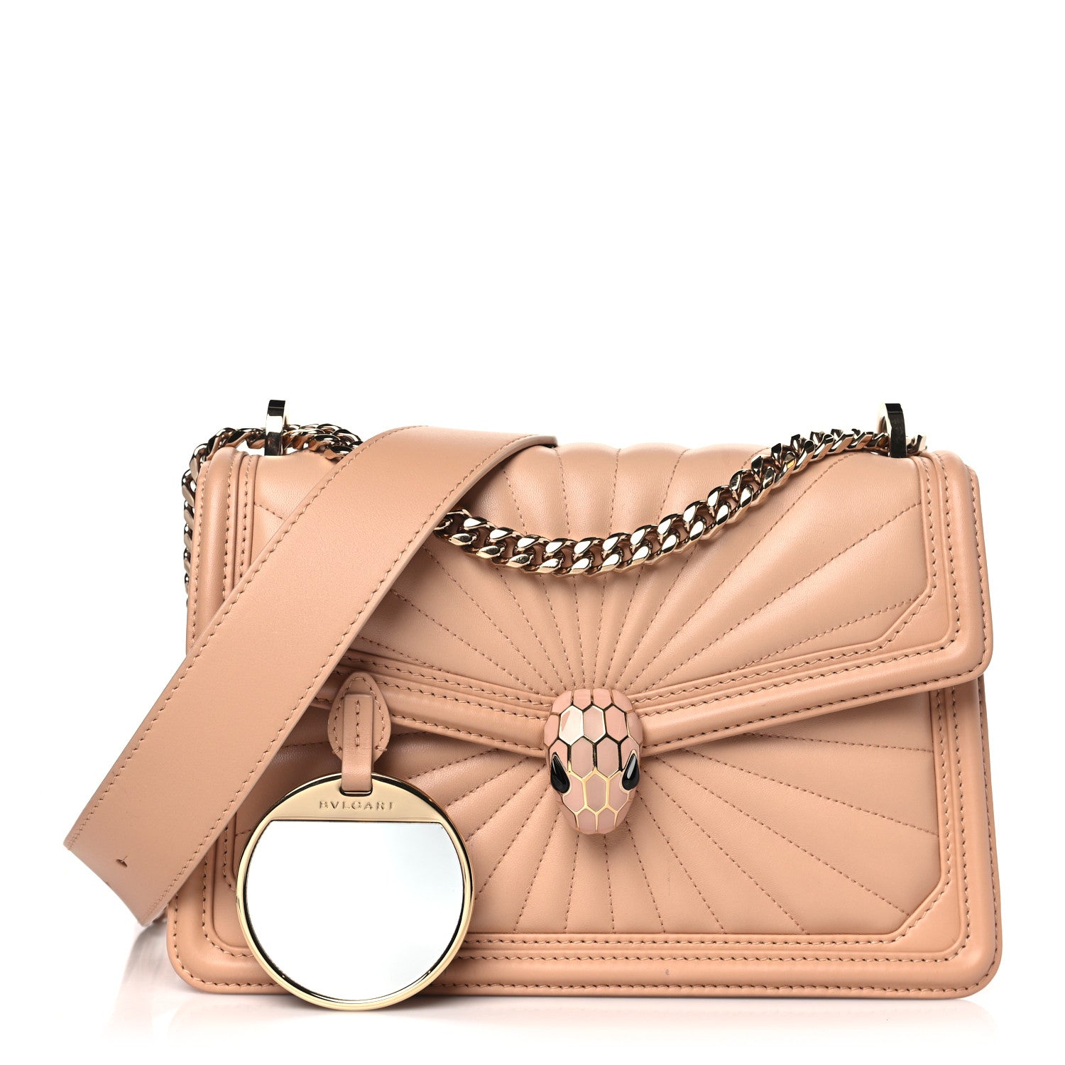 Bulgari Quilted Nappa Smooth Calfskin Serpenti Forever Diamond Blast Sunshine Shoulder Bag Beige 3 of 11