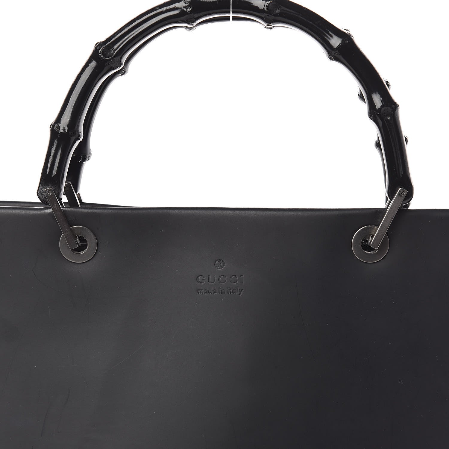 Gucci Calfskin Monogram Bamboo Handle Bag Black 11 of 11