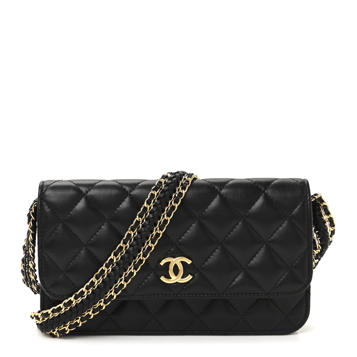 Chanel Lambskin Quilted Flap Shoulder Bag Chain Black 1 of 11