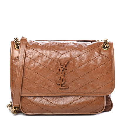 Saint Laurent Calfskin Matelasse Monogram Niki Chain Satchel Caramel 1 of 4