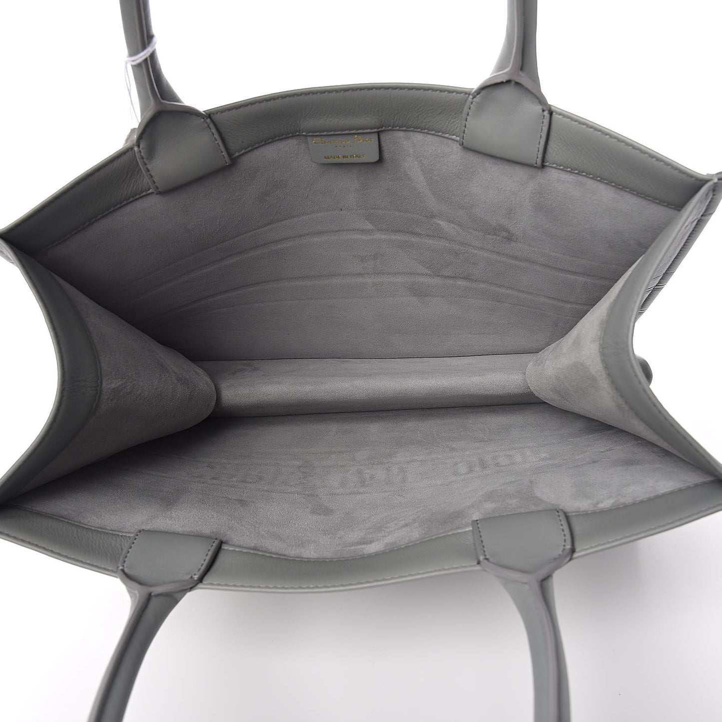 Calfskin Embossed Medium Book Tote Grey Stone