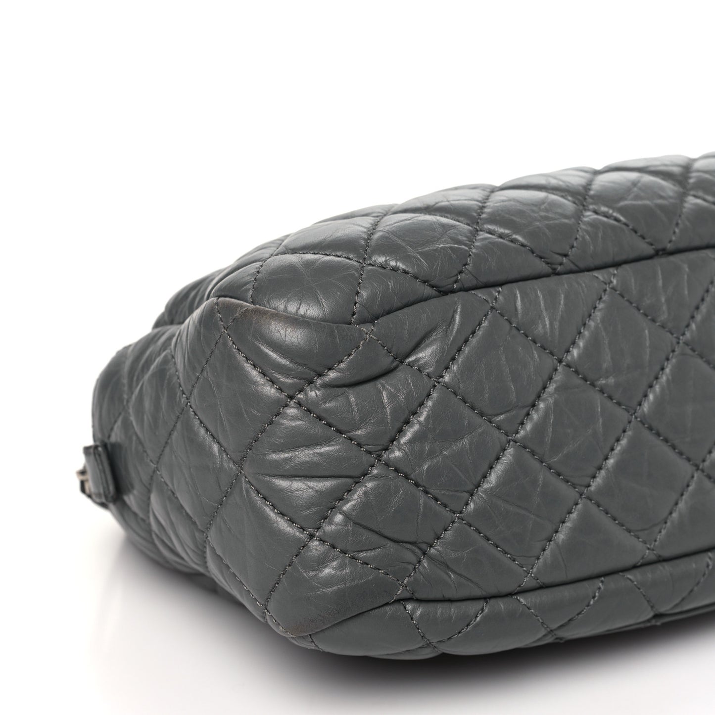 Aged Calfskin Quilted Medium Reissue Camera Case Grey