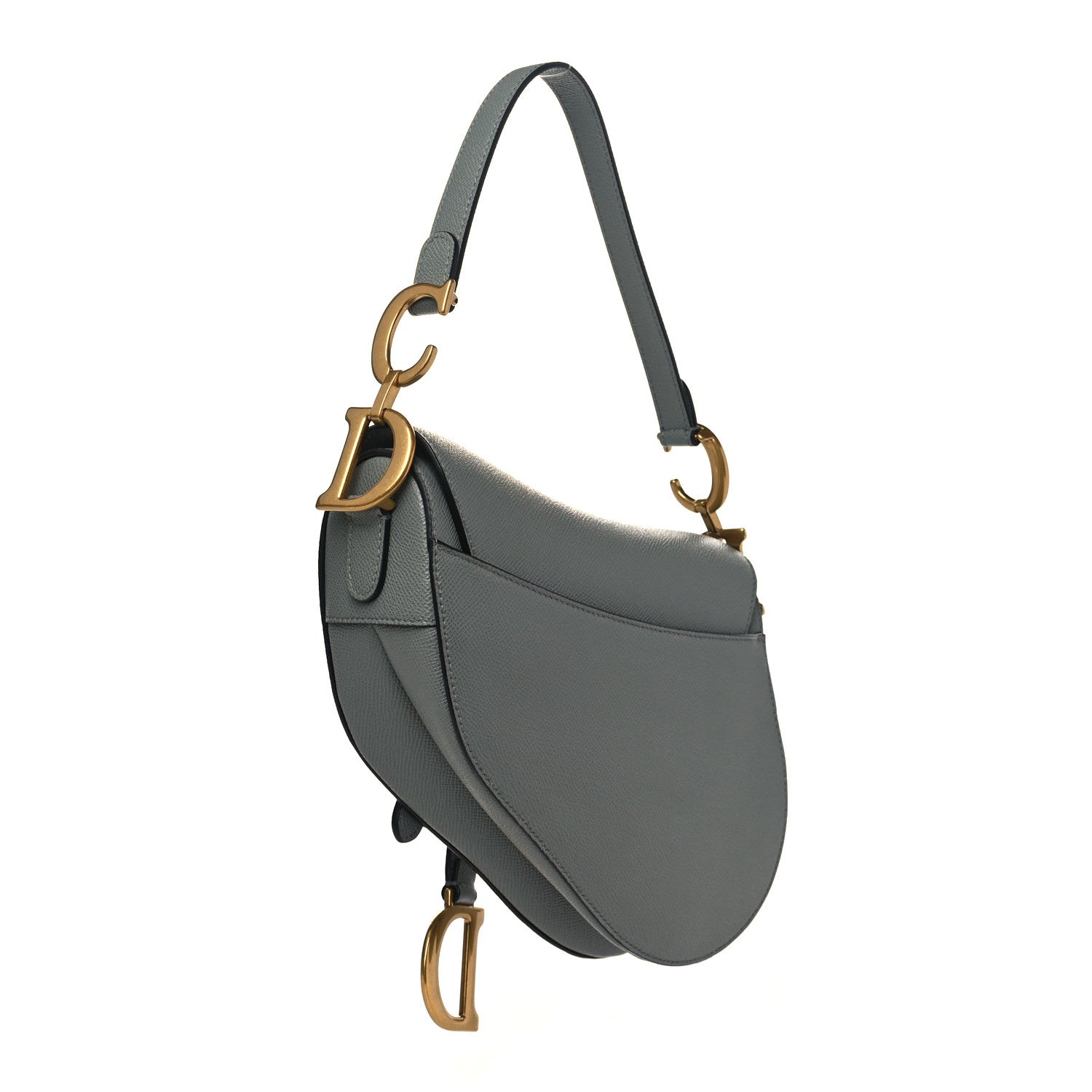 Christian Dior Grained Calfskin Saddle Bag Grey Stone 3 of 9