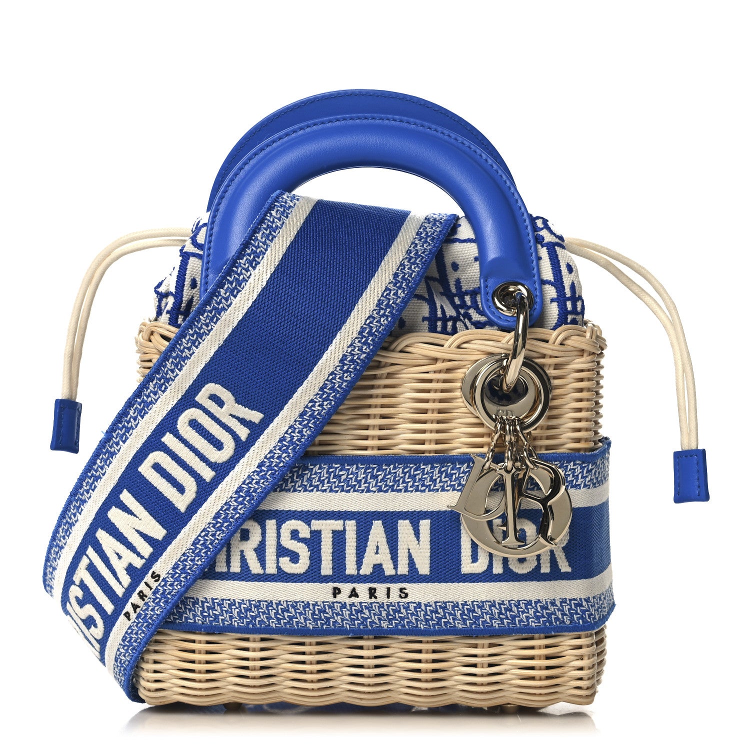 Christian Dior Wicker Oblique Mini Lady Dior Bag Florescent Blue 1 of 9