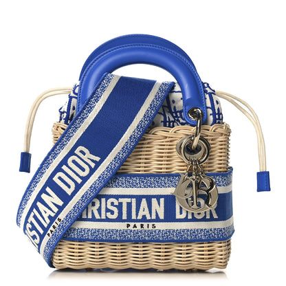 Christian Dior Wicker Oblique Mini Lady Dior Bag Florescent Blue 1 of 9