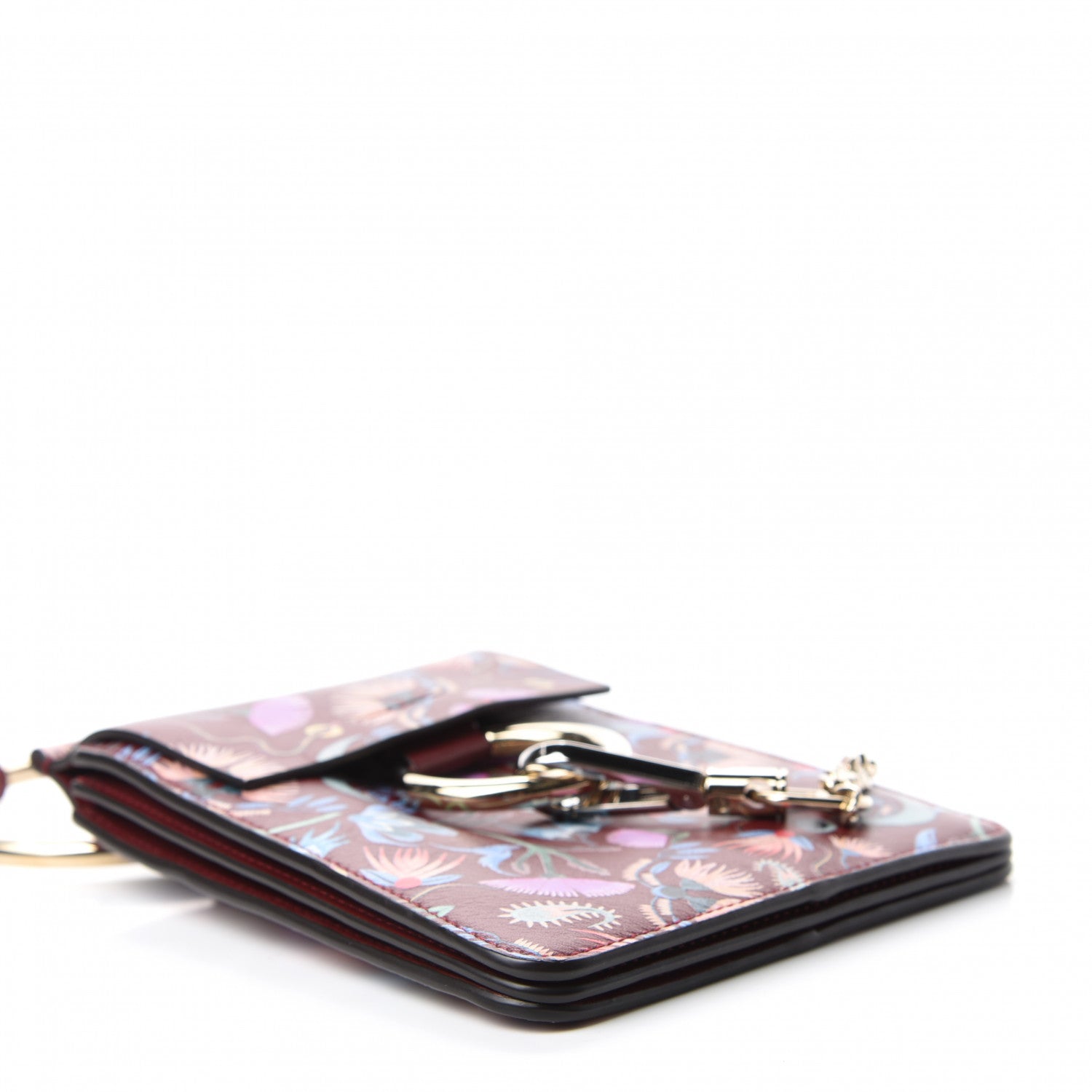 Chloe Calfskin Floral Print Mini Faye Bracelet Bag Plum Purple 4 of 10
