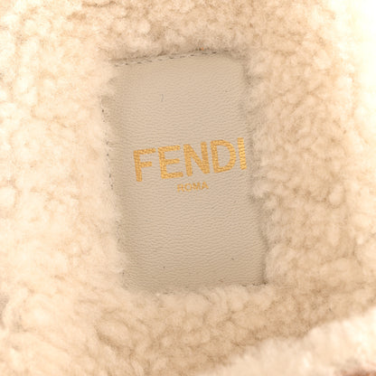 Fendi Suede Shearling Fendi Feel Buckled Slide Sandals 40 Beige Latte 7 of 10