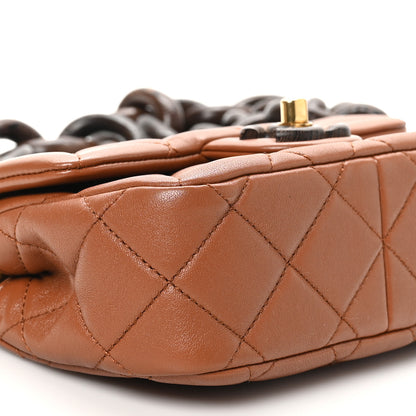 Chanel Lambskin Wenge Quilted Mini Fashion Wood Square Flap Light Brown 9 of 10