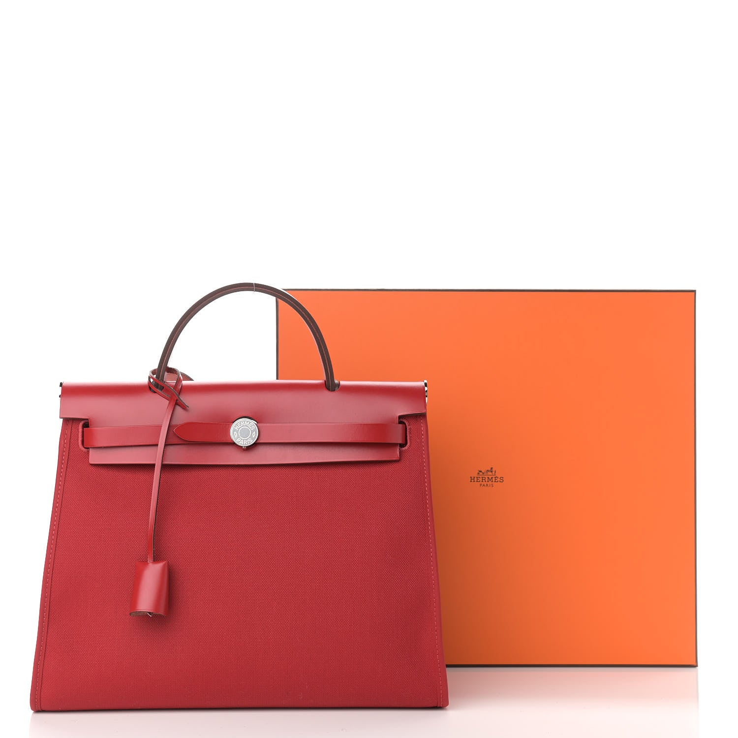 Hermes Vache Hunter Toile Herbag Zip 31 PM Rouge Grenat 11 of 11