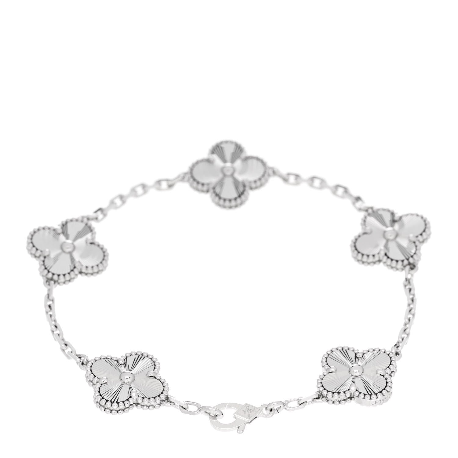 Van Cleef & Arpels 18K White Gold 5 Motifs Guilloche Vintage Alhambra Bracelet 2 of 5