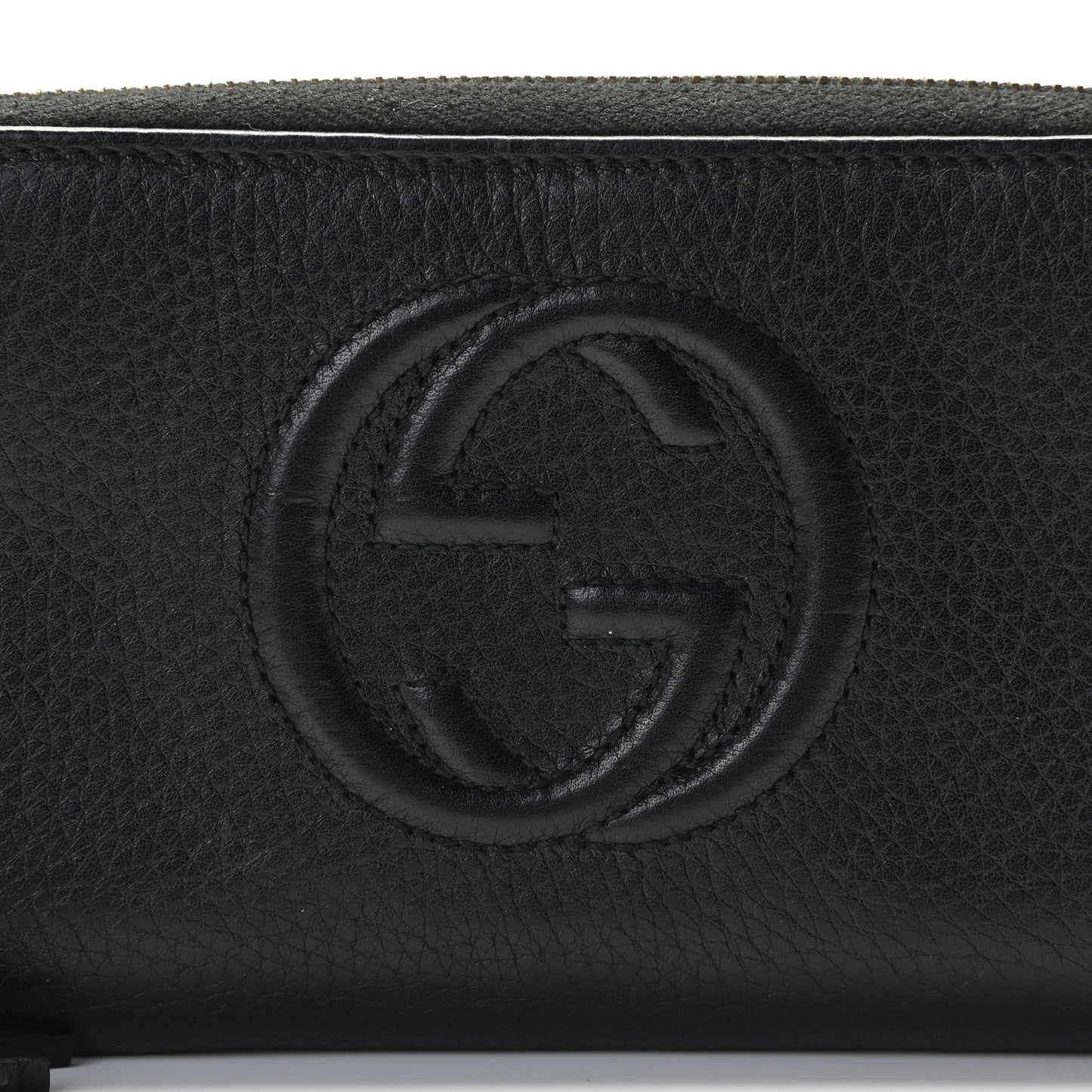 Pebbled Calfskin Soho Zip Around Wallet Black