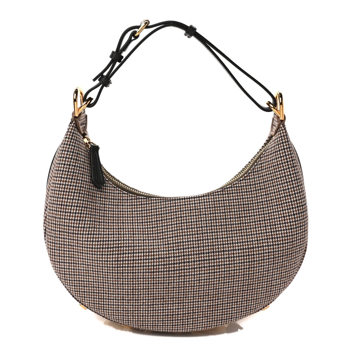 Fendi Wool Vitello Grace Small Houndstooth Small Fendigraphy Hobo Bag Beige Ebano 1 of 9