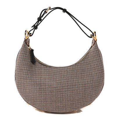 Fendi Wool Vitello Grace Small Houndstooth Small Fendigraphy Hobo Bag Beige Ebano 1 of 9