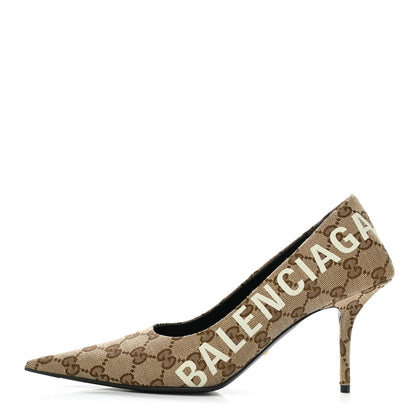Balenciaga X GUCCI GG Monogram Square Knife Pumps 38 Beige Ebony 1 of 9