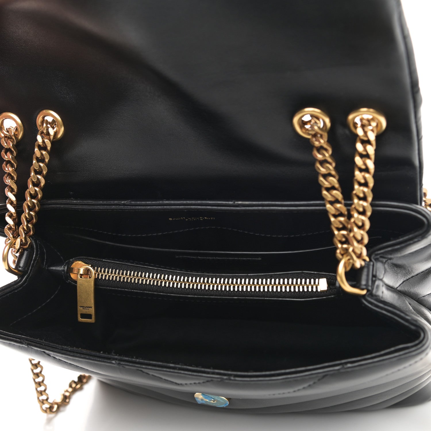 Saint Laurent Calfskin Y Quilted Monogram Small Loulou Chain Satchel Black 5 of 11