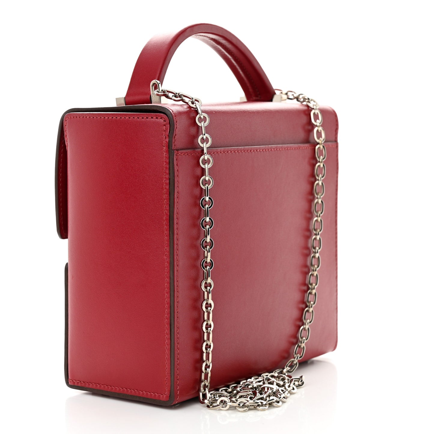 Villandry Calfskin Cinhetic Boxy Top Handle Bag Rubis