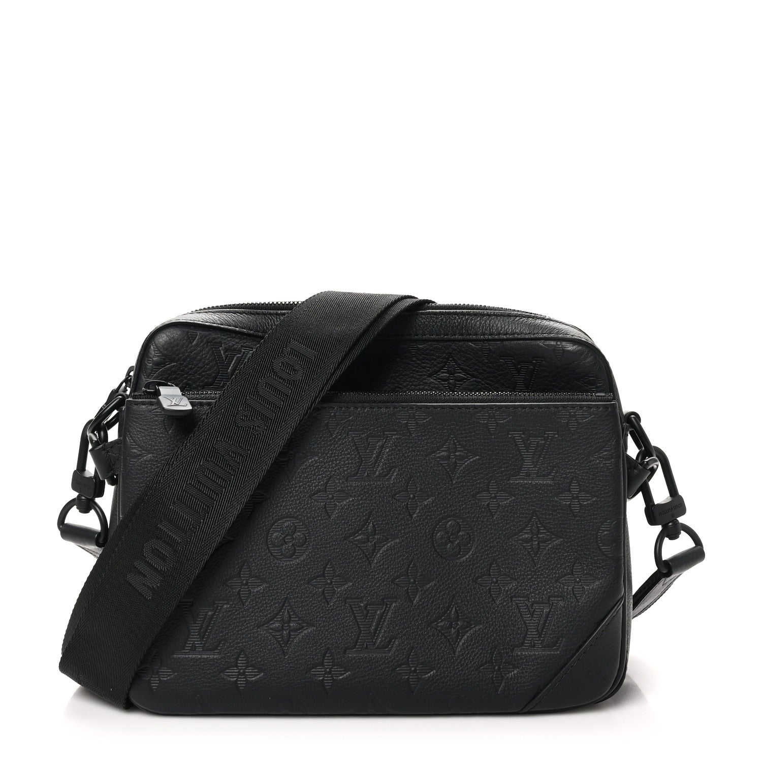 Louis Vuitton Calfskin Monogram Shadow Trio Messenger Black 1 of 10