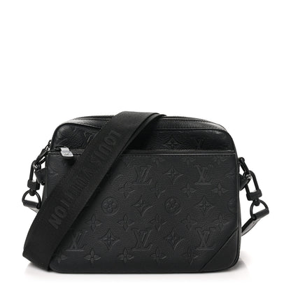 Louis Vuitton Calfskin Monogram Shadow Trio Messenger Black 1 of 10