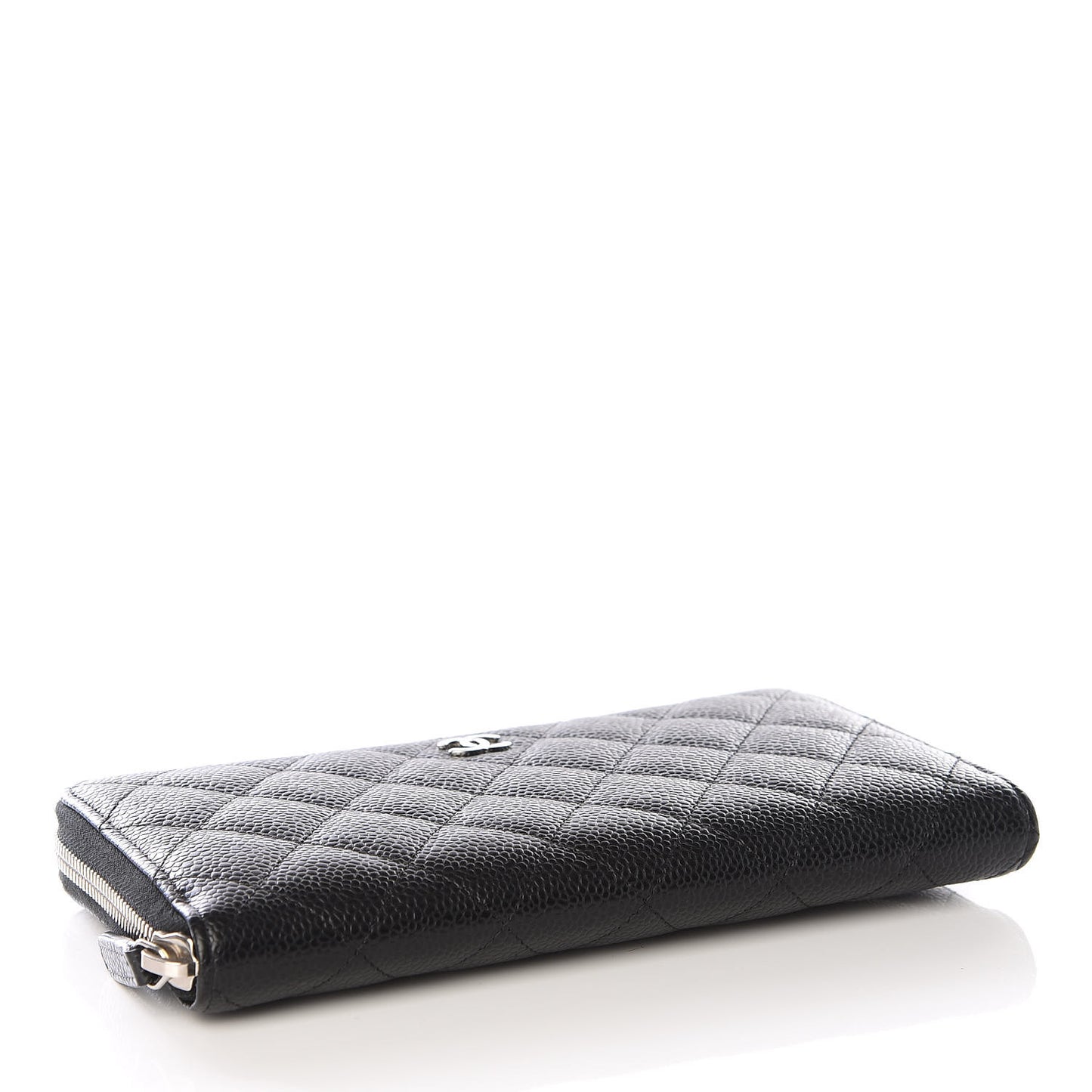 Caviar Quilted Large Gusset Zip Around Wallet Black