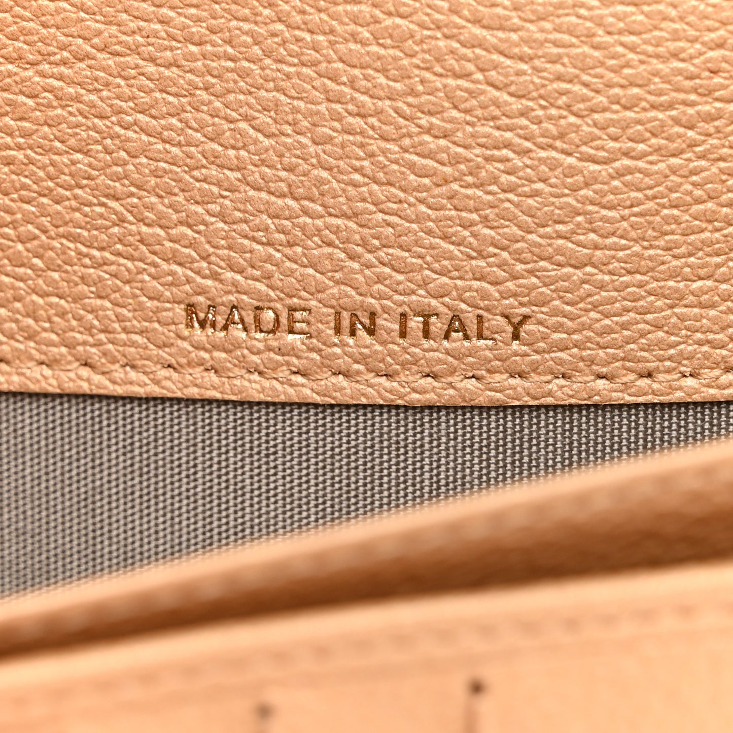 Metallic Goatskin Camellia Yen Wallet Beige