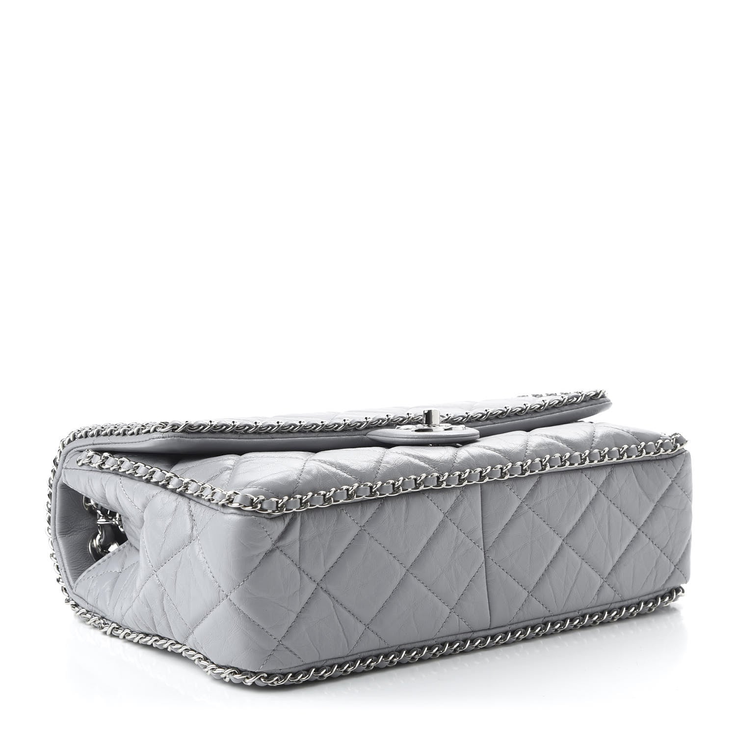 Chanel Crumpled Calfskin Large Chain All Over Flap Grey 4 of 10