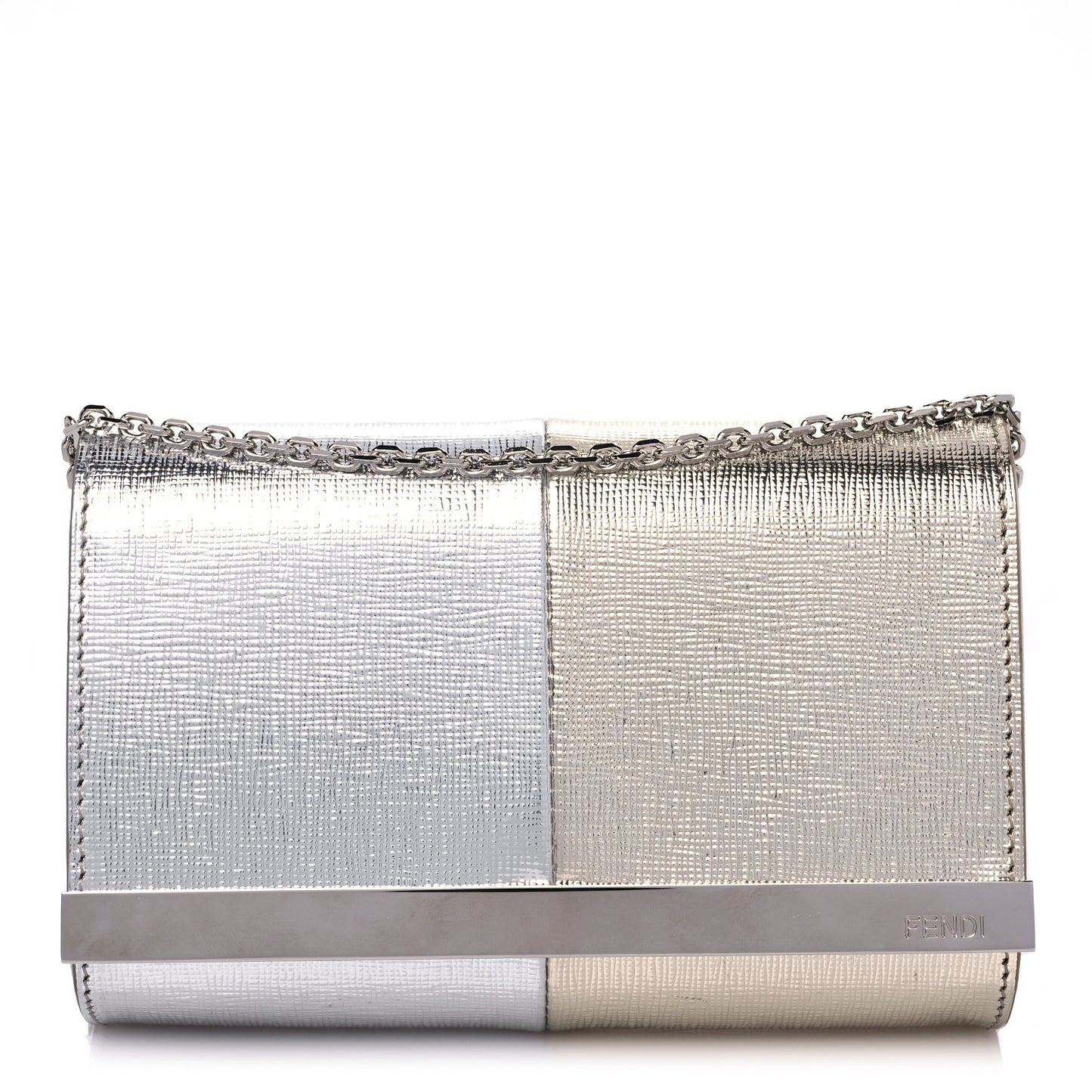 Vitello Mirror Elite Bi-Color Mini Rush Clutch Argento Champagne