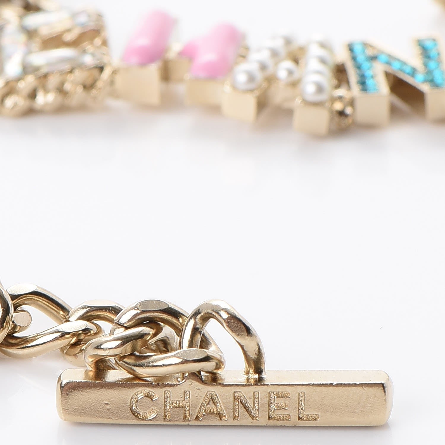 Chanel Enamel Crystal Pearl Necklace Light Gold 5 of 7