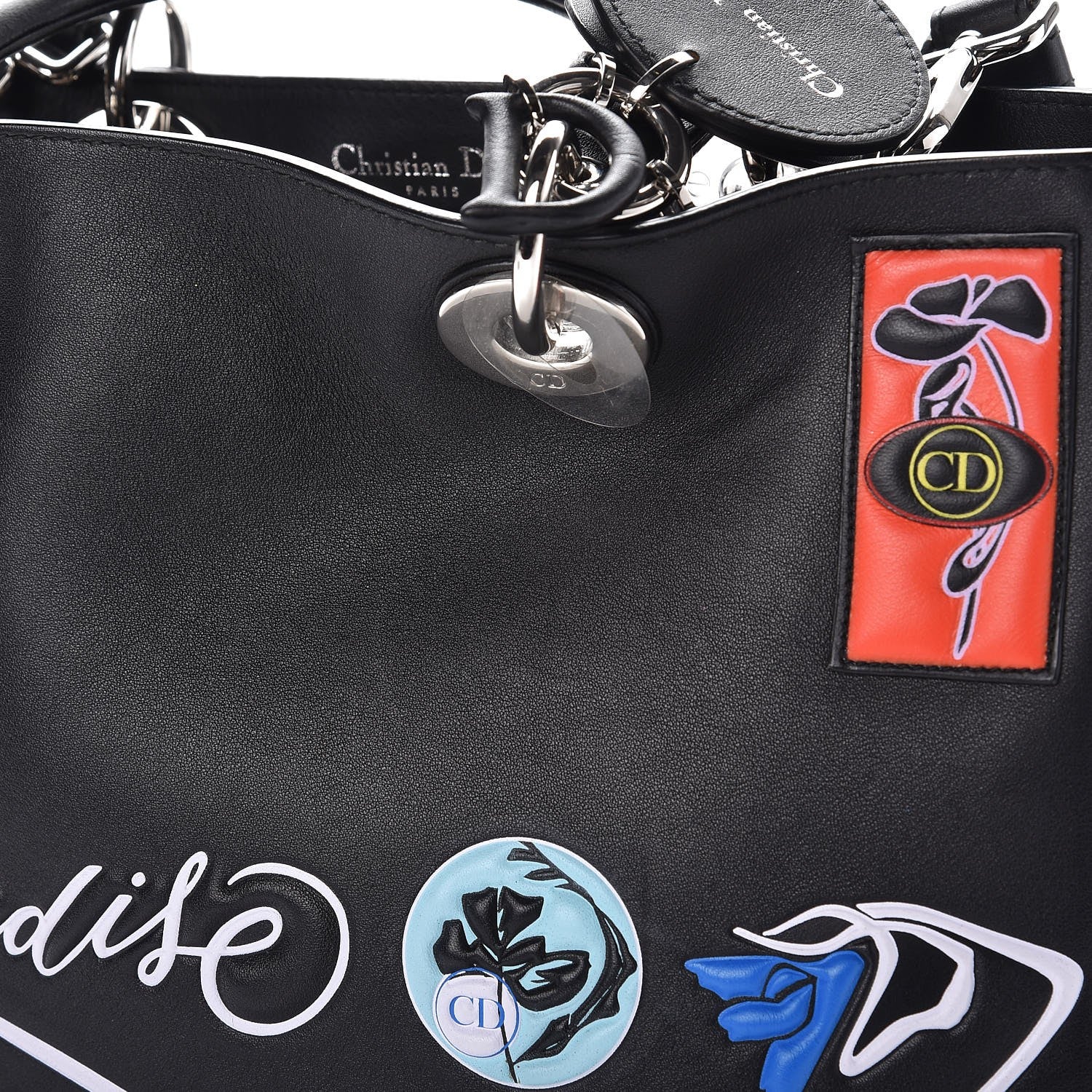 Christian Dior Calfskin Paradise Medium Diorissimo Tote Black 10 of 10