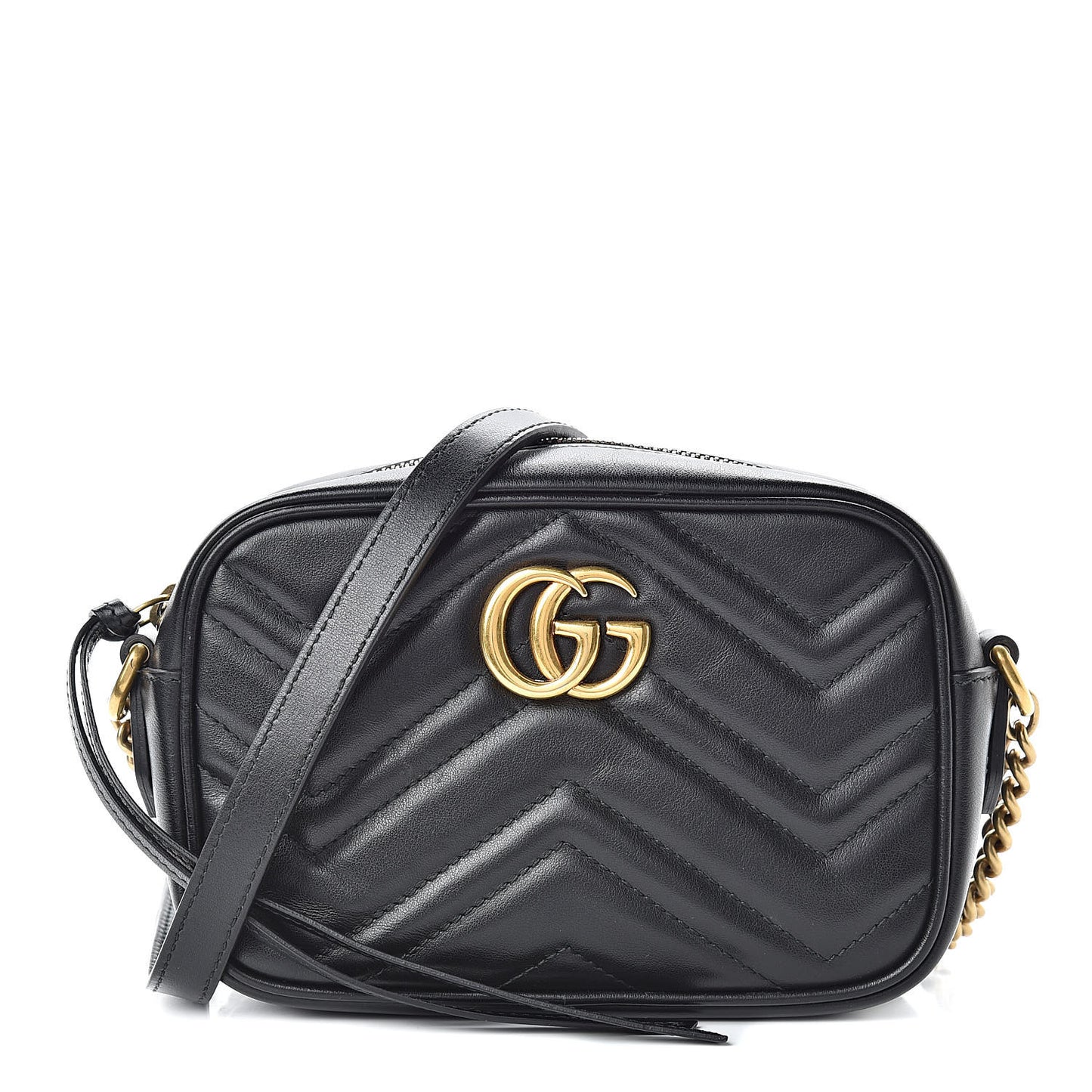 Calfskin Matelasse Mini GG Marmont Chain Shoulder Bag Black