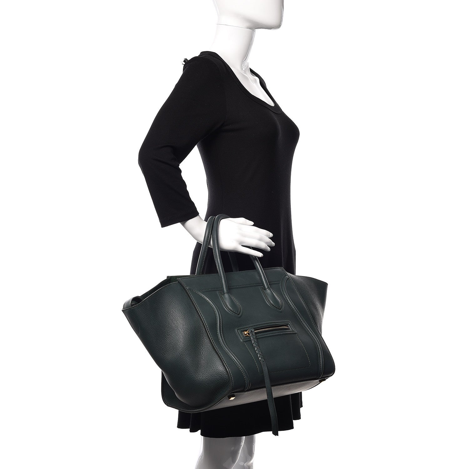Celine Supple Calfskin Medium Phantom Luggage Bottle Green 2 of 12