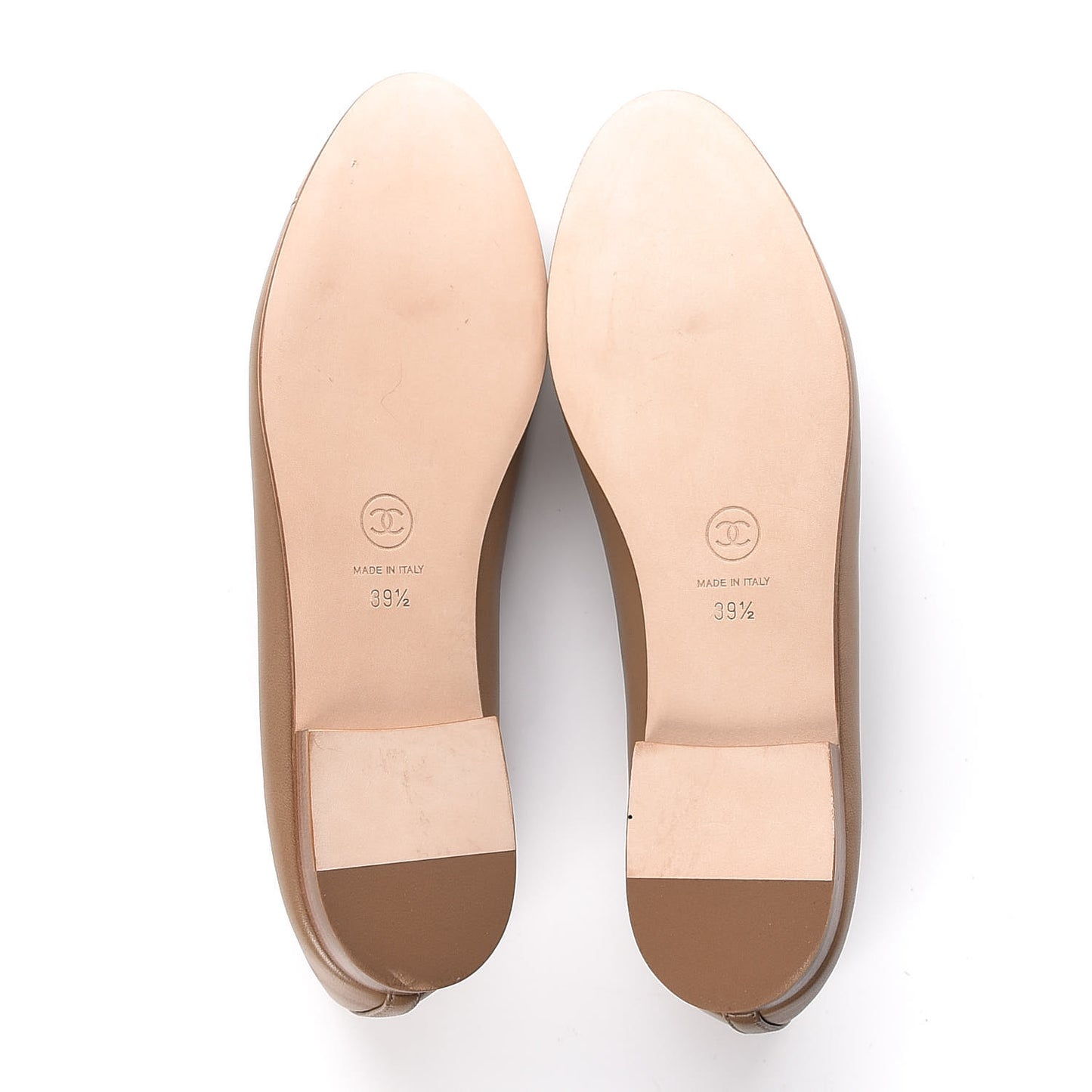 Lambskin Cap Toe Ballerina Flats 39.5 Light Brown