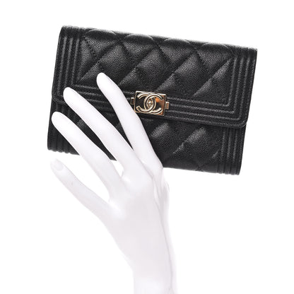 Chanel Caviar Quilted Medium Boy Flap Wallet Black 2 of 9