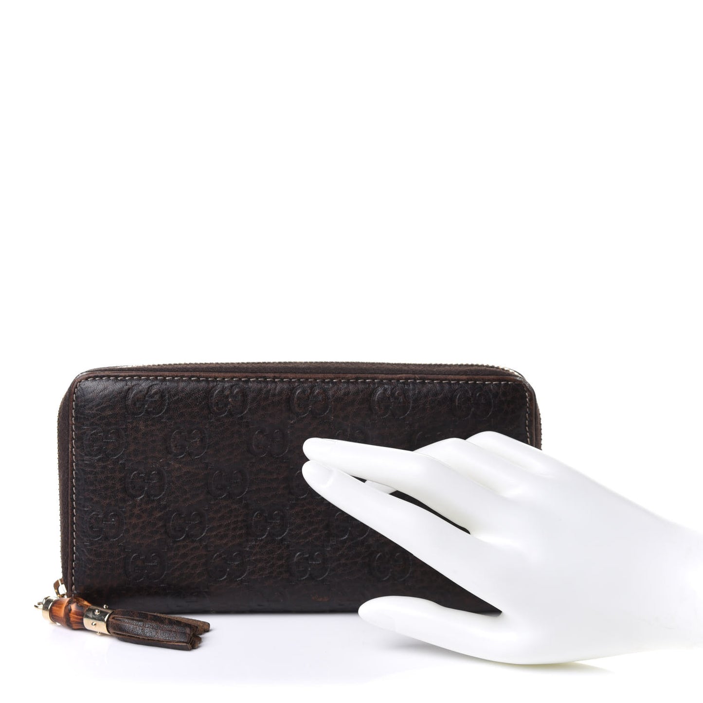 Guccissima Bamboo Tassel Zip Around Wallet Brown