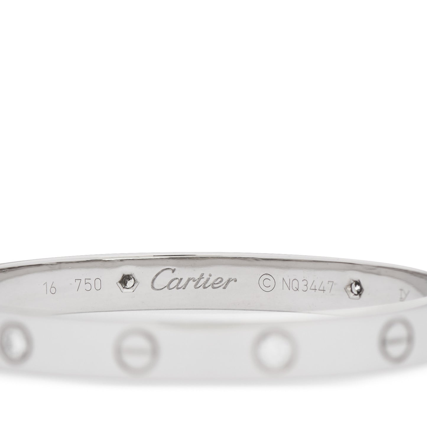18K White Gold 4 Diamond LOVE Bracelet 16