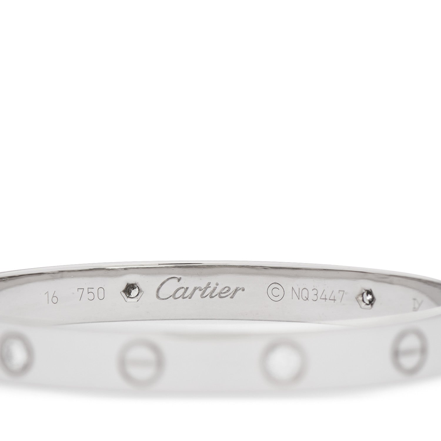 Cartier 18K White Gold 4 Diamond LOVE Bracelet 16 3 of 5