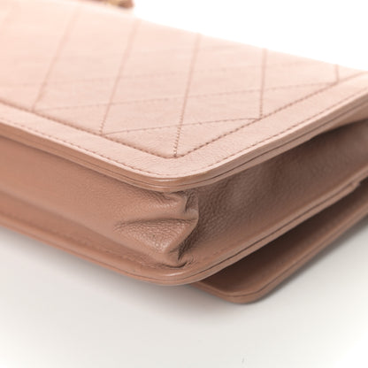 Chanel Grained Calfskin Quilted Label Click Flap Wallet On Chain WOC Pink 12 of 18